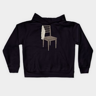 shirt on chair, cabinet open Kids Hoodie